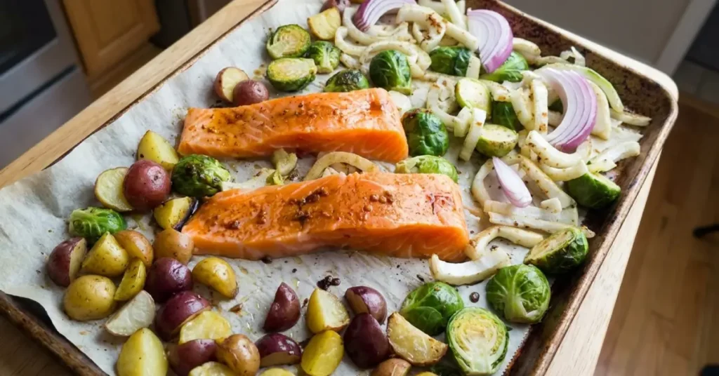 Mediterranean Salmon Sheet Pan Dinner